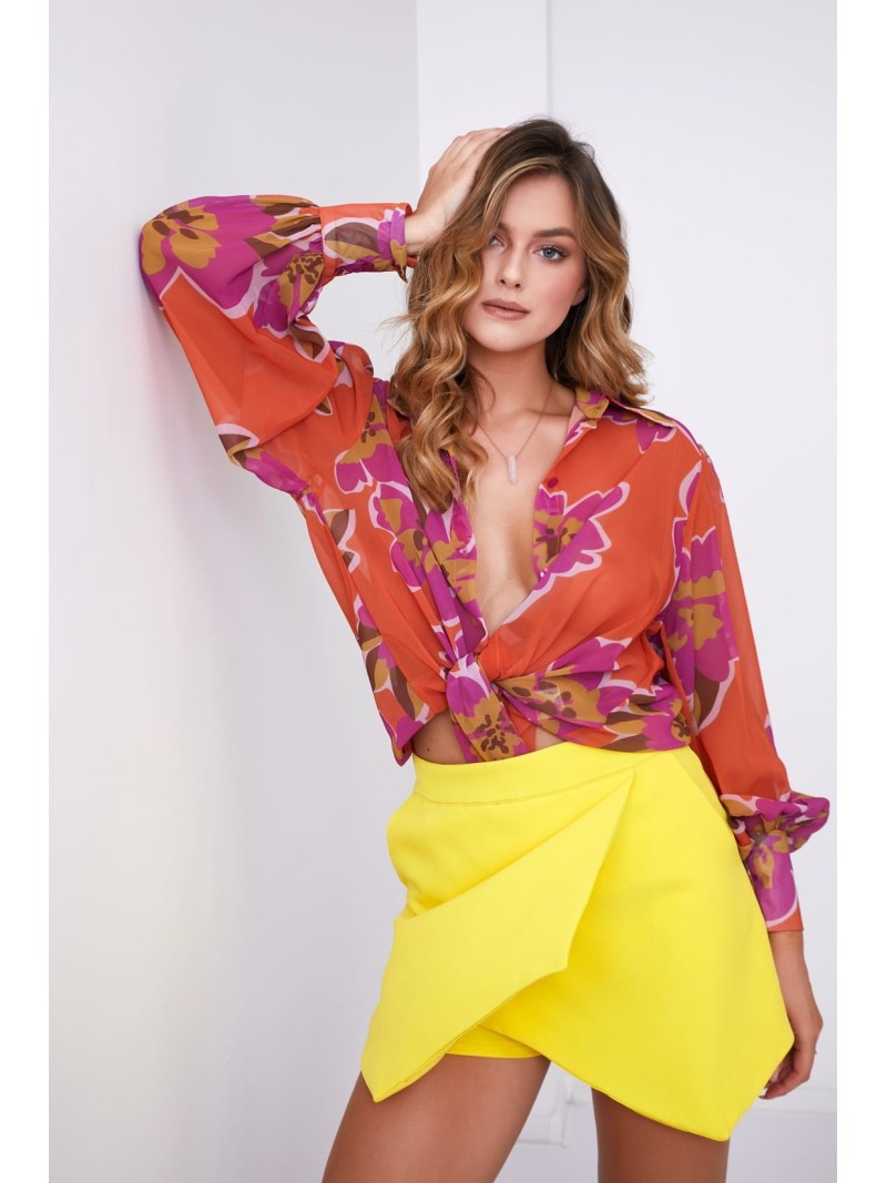 Elegant wrap skirt and shorts, yellow 16228 - Online store - Boutique